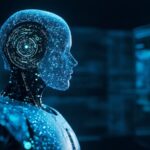 AI bild på en humanoid vid skärm