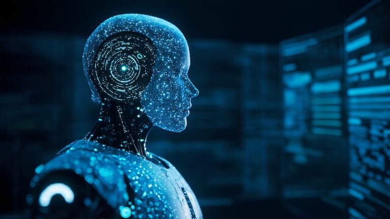 AI bild på en humanoid vid skärm